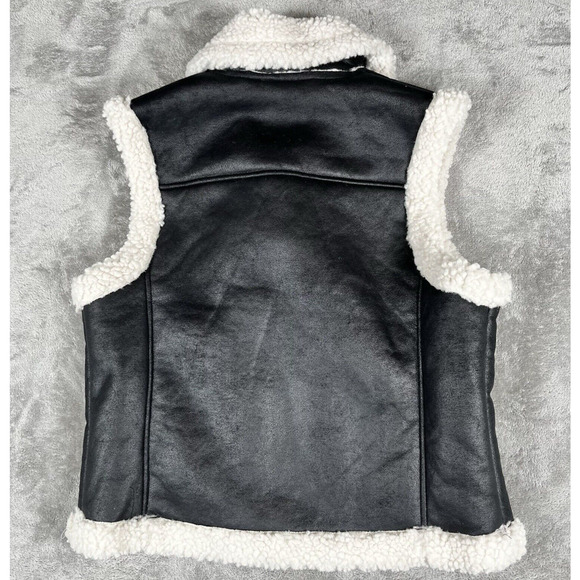 Noisy May Haley Faux Leather Shearling Moto Black Vest Size Small NWOT - Picture 2 of 6